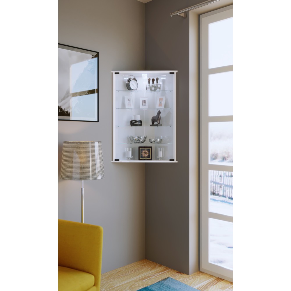 N° de l'image du produit 3 : Vitrine d’angle VCM Vecko, blanche