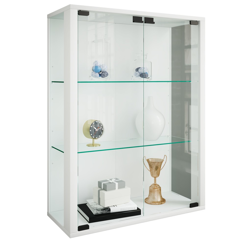 Illustration du produit: Vitrine murale VCM Udina, avec éclairage LED, blanche