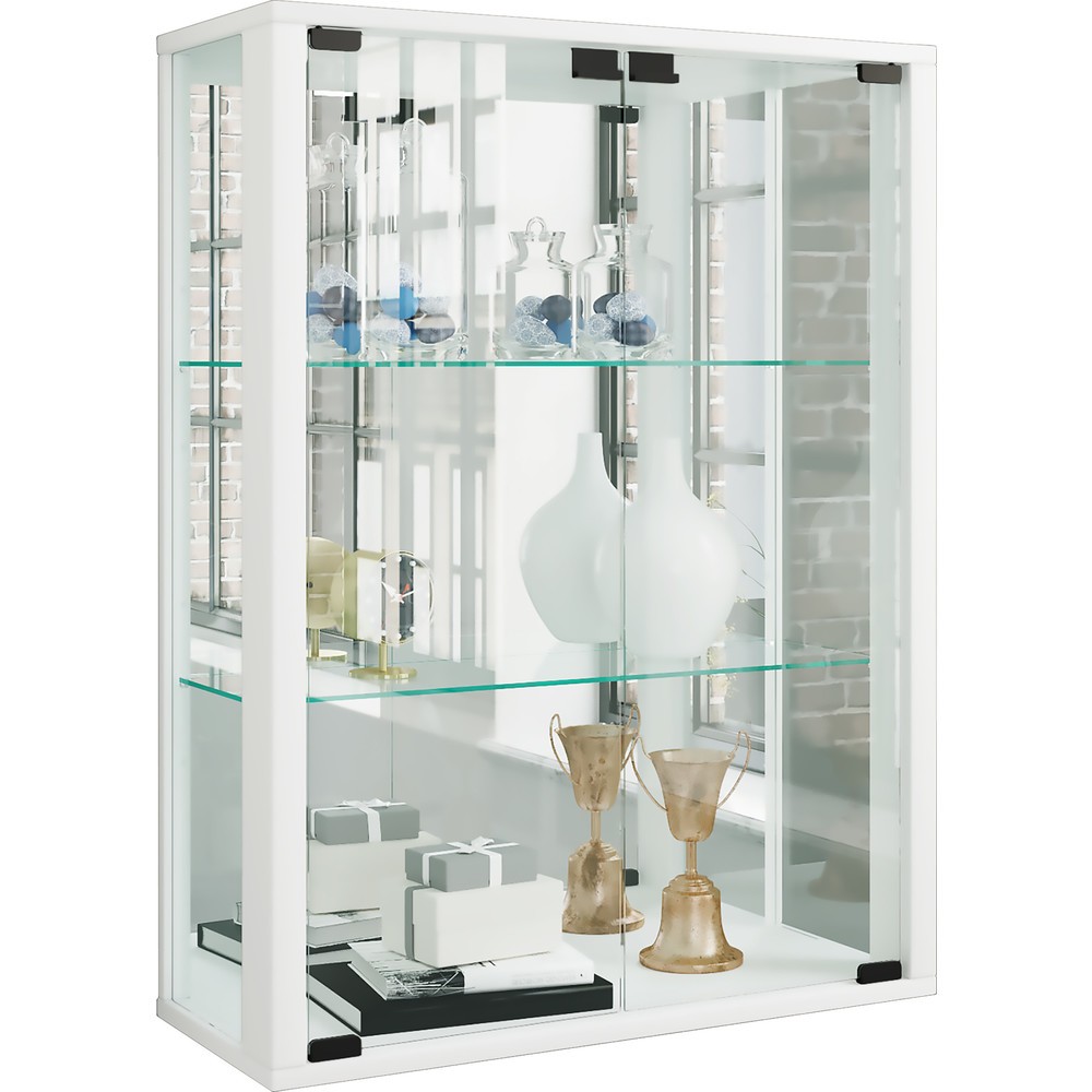 Illustration du produit: Vitrine murale VCM Udina avec miroir, blanche