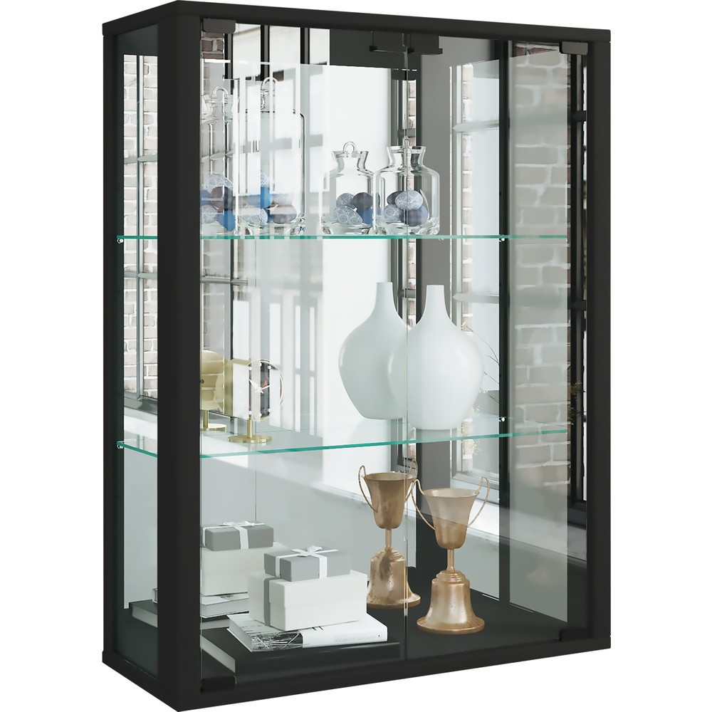 N° de l'image du produit 1 : Vitrine murale VCM Udina avec miroir, noire