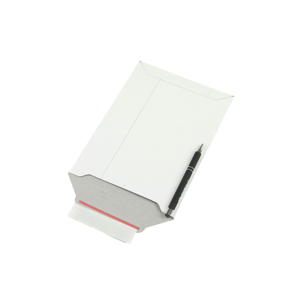 Produktabbildung Nr. 2: Vollpapp-Versandtasche, 175x250mm, A5, 500g/qm, weiss, mit SK-Verschluss, 1 VE = 100 Stk
