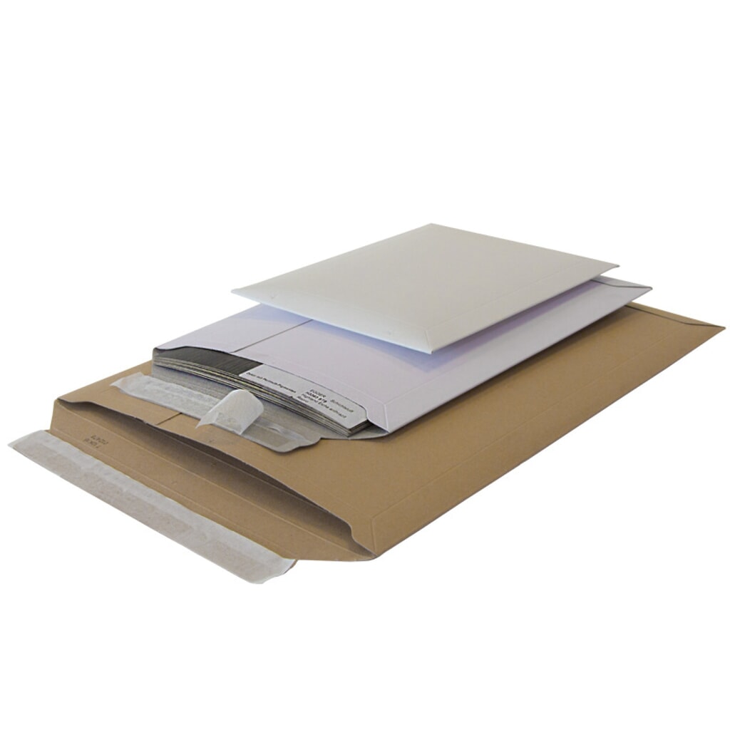 Produktabbildung: Vollpapp-Versandtasche, 215x270mm, B5, 500g/qm, mit SK-Verschluss, 1 VE = 100 Stk