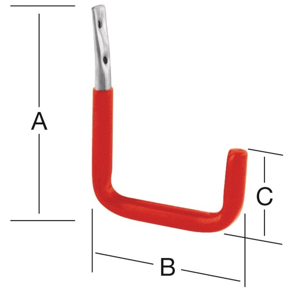Produktabbildung: VORMANN Wandhaken U-Form, Stahl verzinkt, rotgummi Ausladung 150 mm