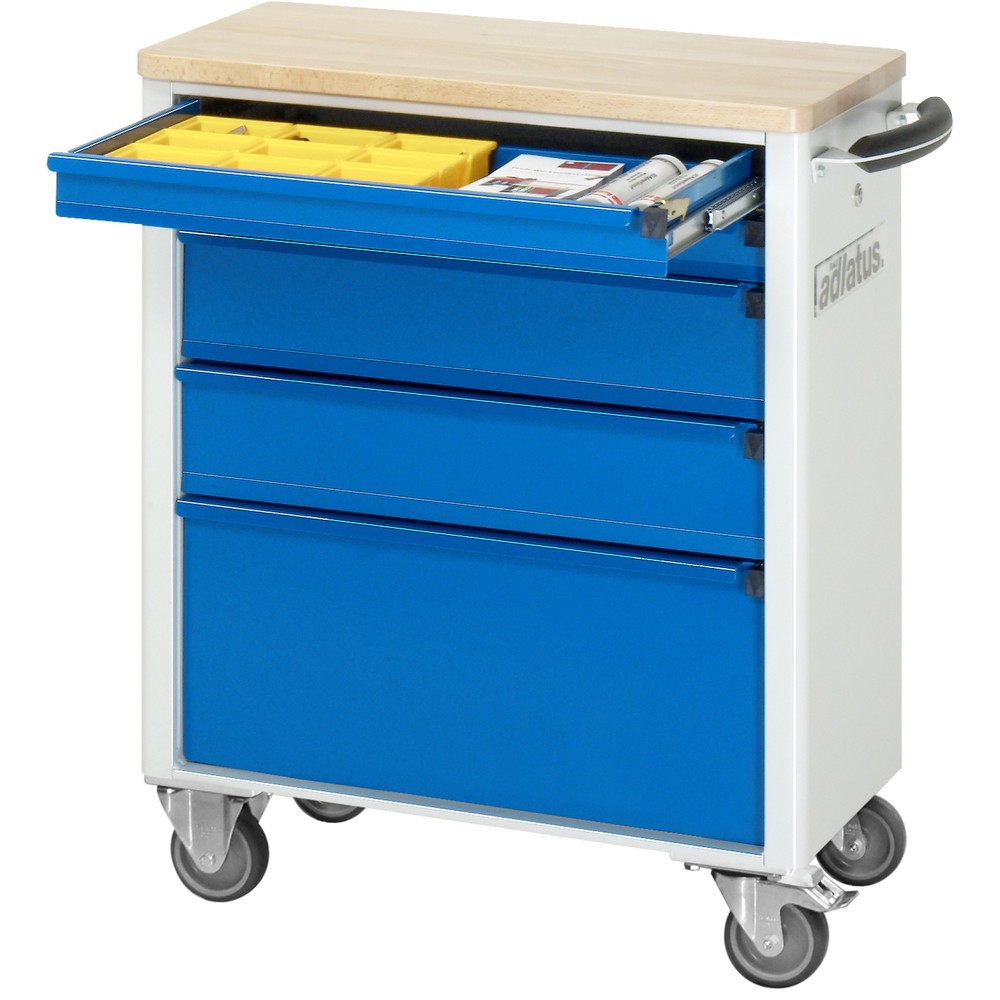 Obrázok výrobku: Vozík na náradie RAU série 700, v × š × h 860 × 700 × 350 mm, 5 zásuv. 2 × 65, 2 × 130, 1 × 260 mm, buková pracovná doska