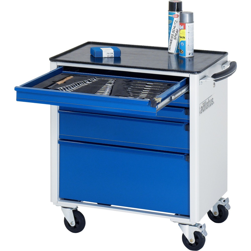 Číslo obrázka výrobku 1: Vozík na náradie RAU série 700, v × š × h 790 × 700 × 510 mm, 5 zásuv. 3 × 65, 1 × 130, 1 × 260 mm, kovová pracovná doska