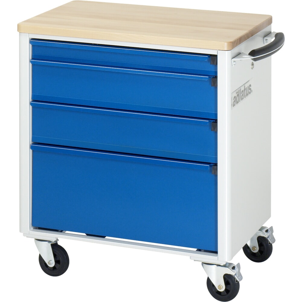 Číslo obrázka výrobku 4: Vozík na náradie RAU série 700, v × š × h 790 × 700 × 510 mm, 4 zásuv. 1 × 65, 2 × 130, 1 × 260 mm, buková pracovná doska