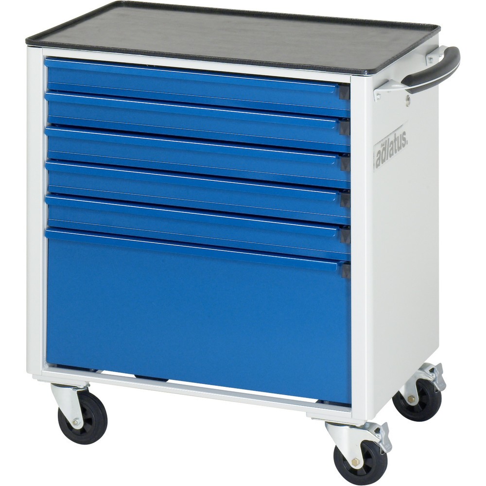 Číslo obrázka výrobku 2: Vozík na náradie vozík RAU série 700, v × š × h 790 × 700 × 510 mm, 6 zásuv. 5 × 65, 1 × 260 mm, kovová pracovná doska