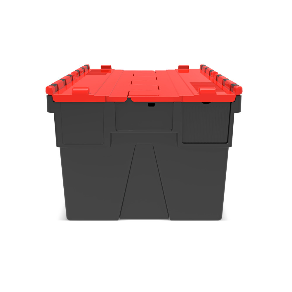 Číslo obrázka výrobku 5: Alpha Eurobox z PP regranulátu s výklopným krytom, čierno-červený, 56 litrov, v × š × h 310 × 600 × 400 mm