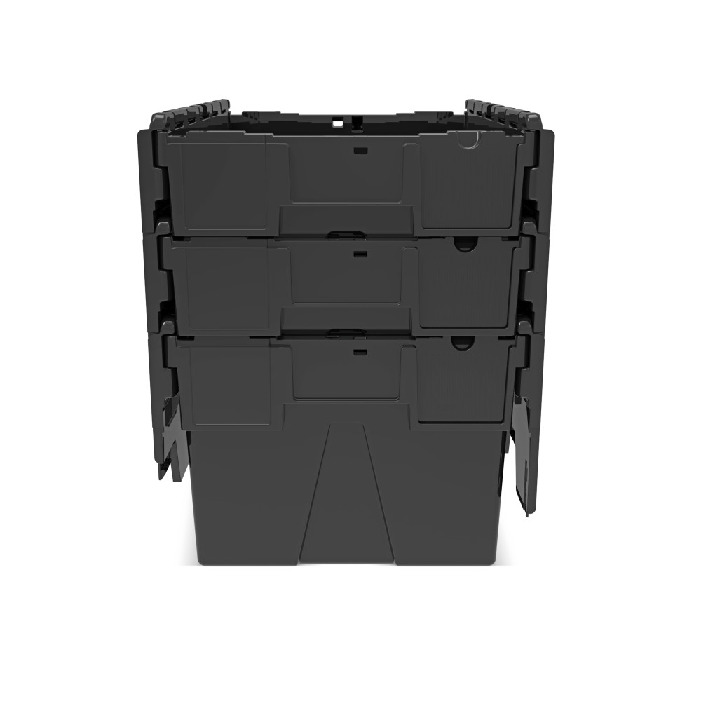 Číslo obrázka výrobku 9: Alpha Eurobox z PP regranulátu s výklopným krytom, čierny, 56 litrov, v × š × h 310 × 600 × 400 mm