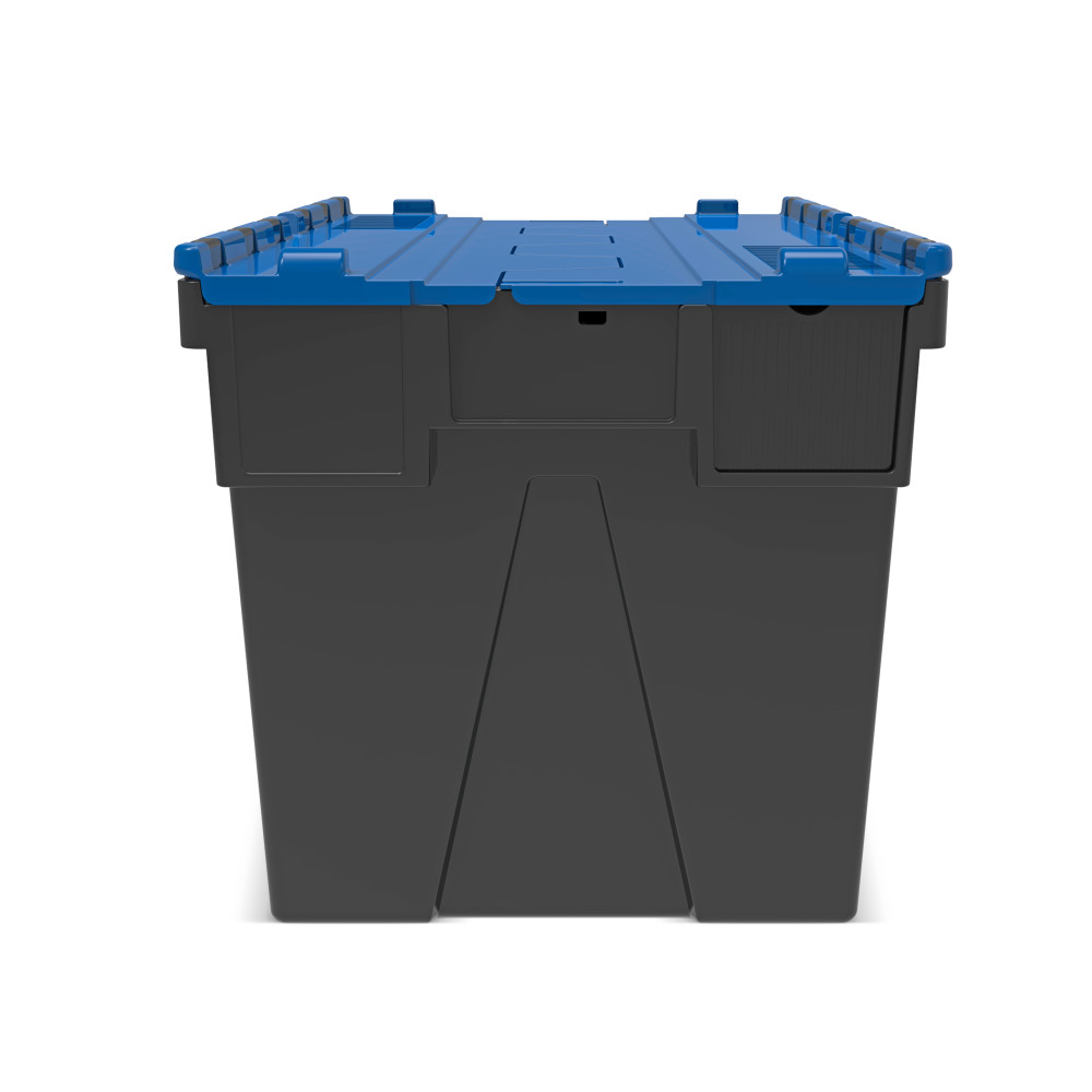 Číslo obrázka výrobku 5: Alpha Eurobox z PP regranulátu s výklopným krytom, čierno-modrý, 77 litrov, v × š × h 400 × 600 × 400 mm