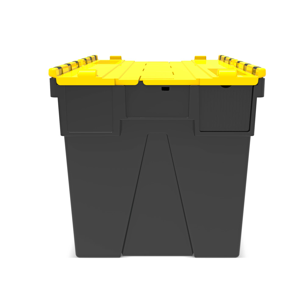 Číslo obrázka výrobku 5: Alpha Eurobox z PP regranulátu s výklopným krytom, čierno-žltý, 77 litrov, v × š × h 400 × 600 × 400 mm