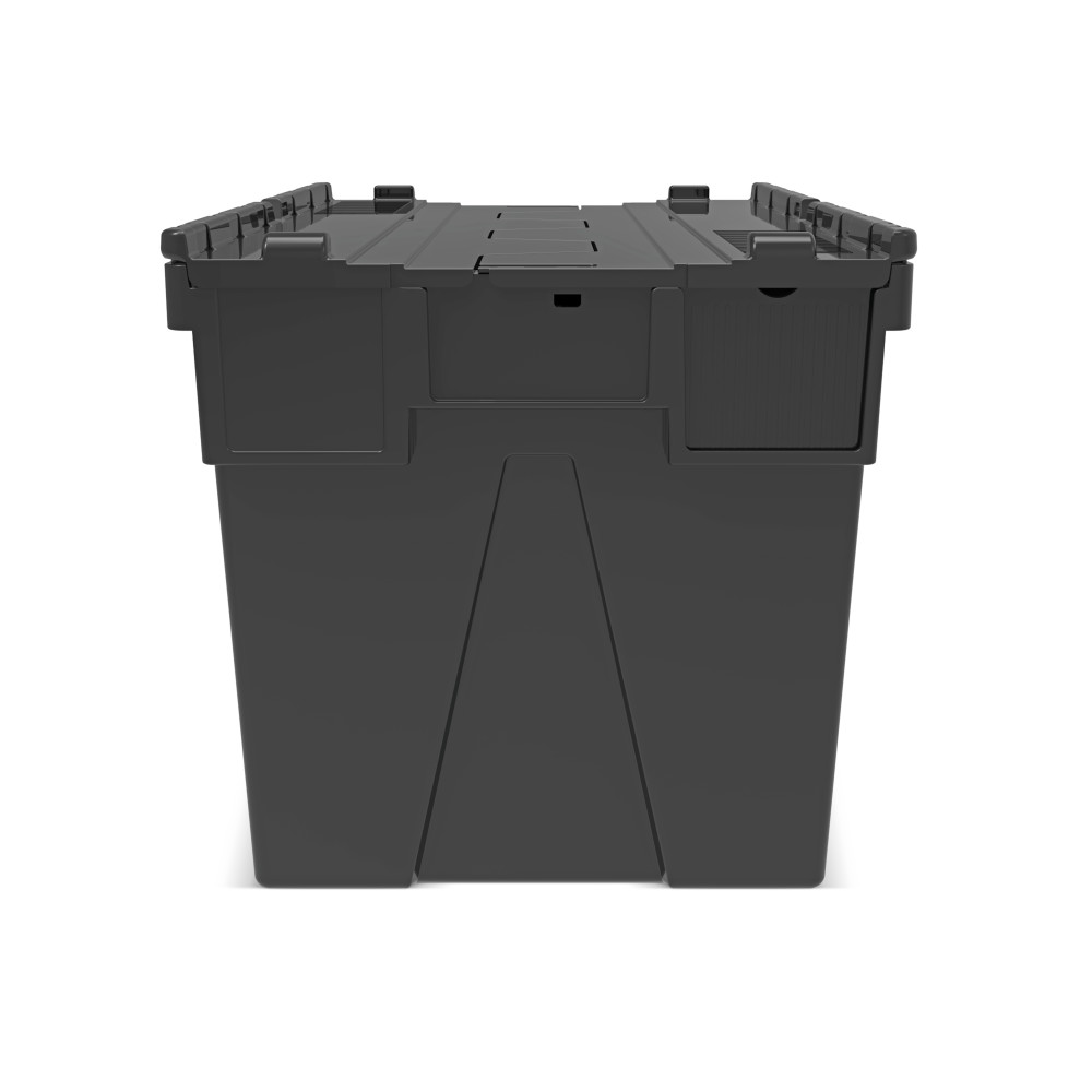 Číslo obrázka výrobku 5: Alpha Eurobox z PP regranulátu s výklopným krytom, čierny, 77 litrov, v × š × h 400 × 600 × 400 mm
