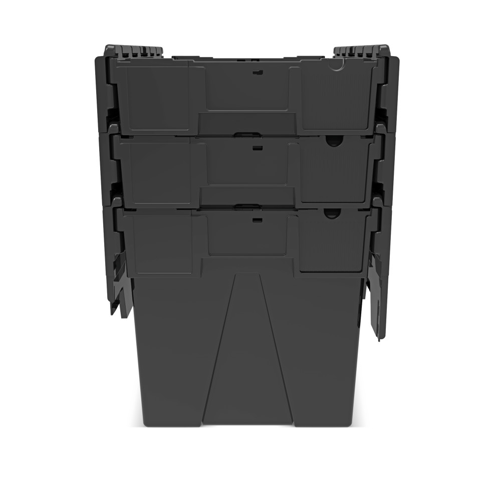Číslo obrázka výrobku 9: Alpha Eurobox z PP regranulátu s výklopným krytom, čierny, 77 litrov, v × š × h 400 × 600 × 400 mm
