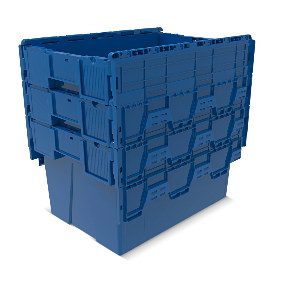 Číslo obrázka výrobku 7: Alpha Eurobox vyrobený z PP s výklopným krytom, modrý, 65 litrov, v × š × h 365 × 600 × 400 mm