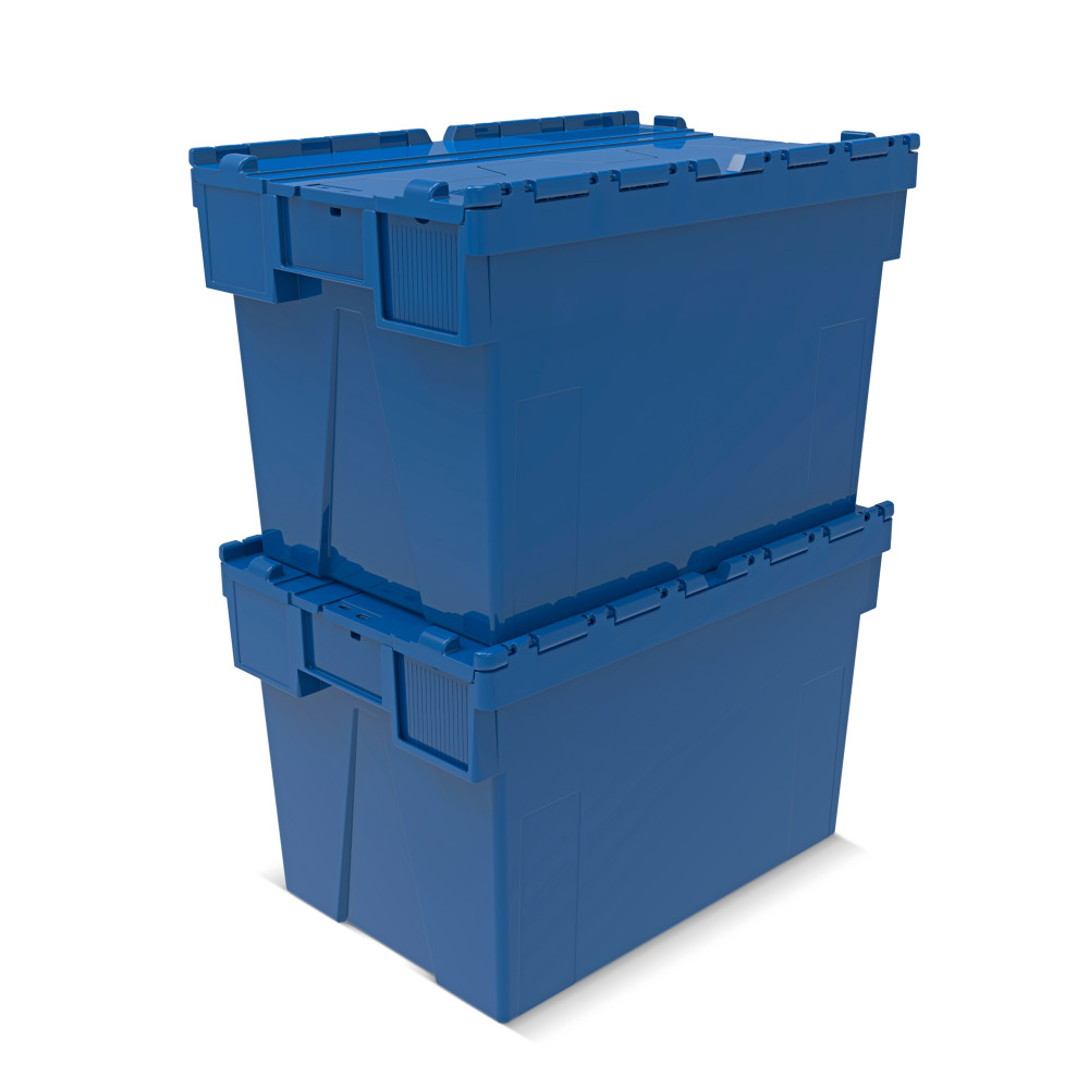 Číslo obrázka výrobku 6: Alpha Eurobox vyrobený z PP s výklopným krytom, modrý, 77 litrov, v × š × h 400 × 600 × 400 mm