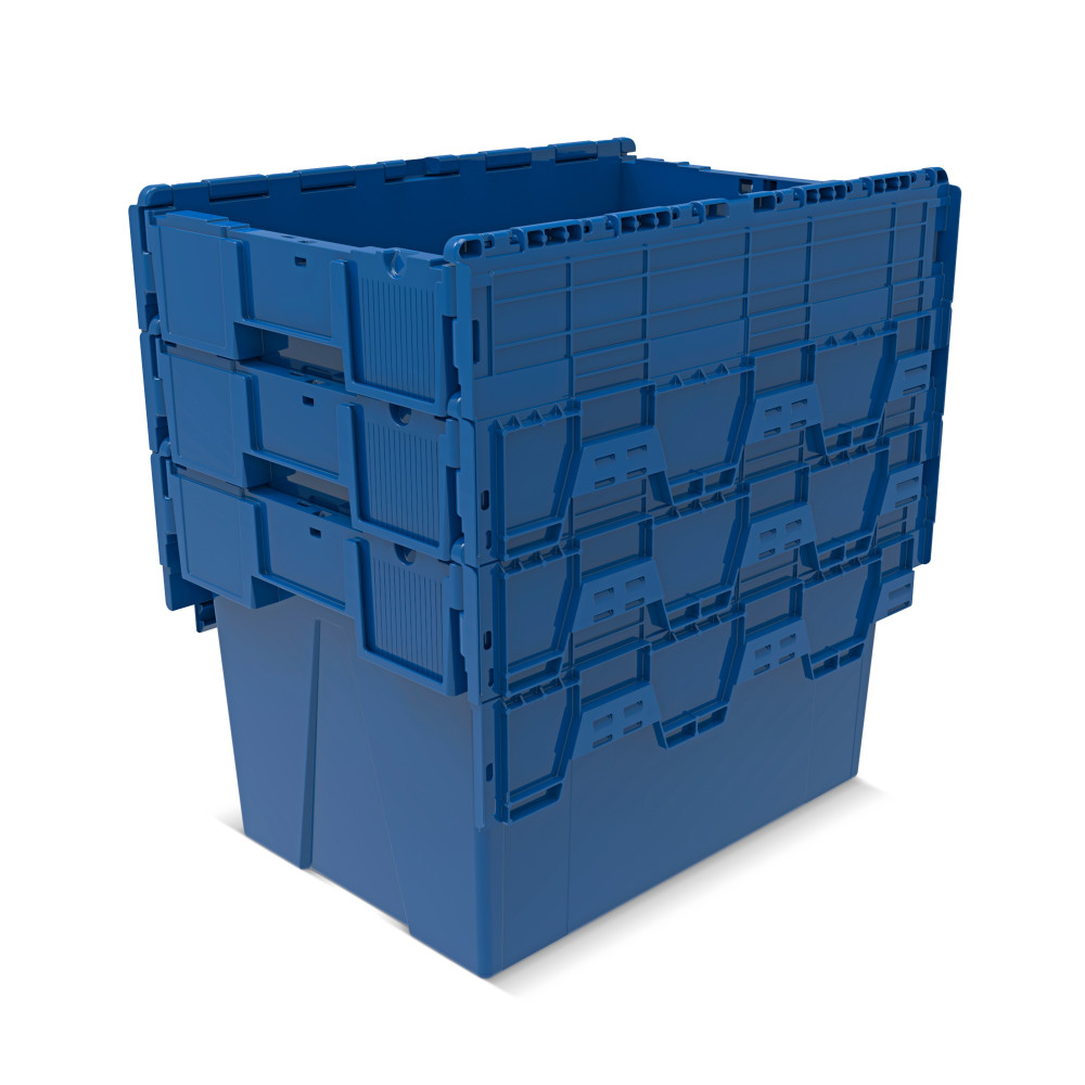 Číslo obrázka výrobku 7: Alpha Eurobox vyrobený z PP s výklopným krytom, modrý, 77 litrov, v × š × h 400 × 600 × 400 mm