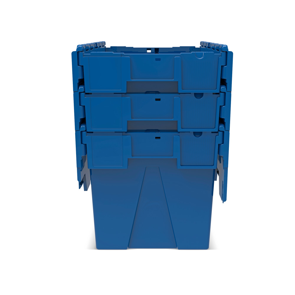 Číslo obrázka výrobku 8: Alpha Eurobox vyrobený z PP s výklopným krytom, modrý, 77 litrov, v × š × h 400 × 600 × 400 mm