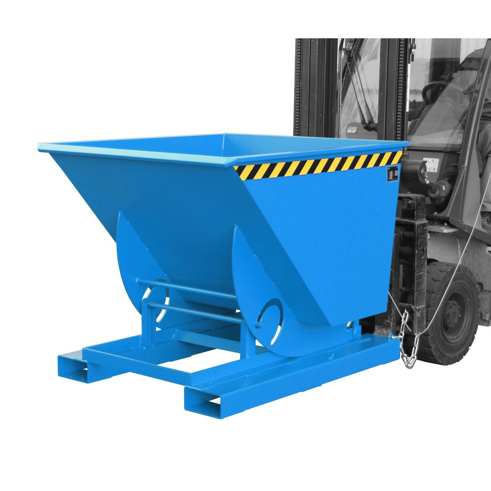 Obrázek produktu: Bauer® Vyklápěcí zásobník s pojízdnou mechanikou, nosnost 1 000 kg, lakovaný, objem 0,75 m³, RAL 5012 světle modrá