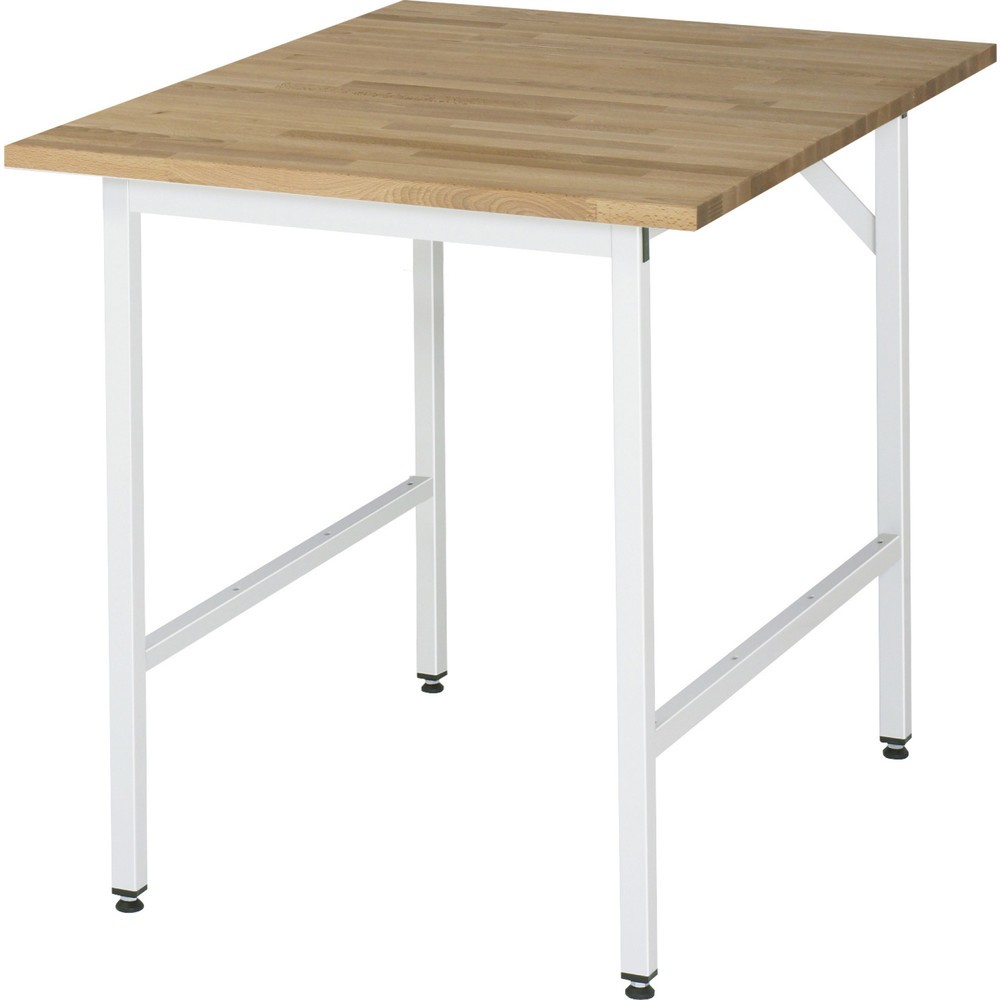 Číslo obrázka výrobku 1: Výškovo nastaviteľný pracovný stôl RAU série JERRY, v × š × h 800 – 850 × 750 × 1 000 mm, pracovná doska z bukového masívu