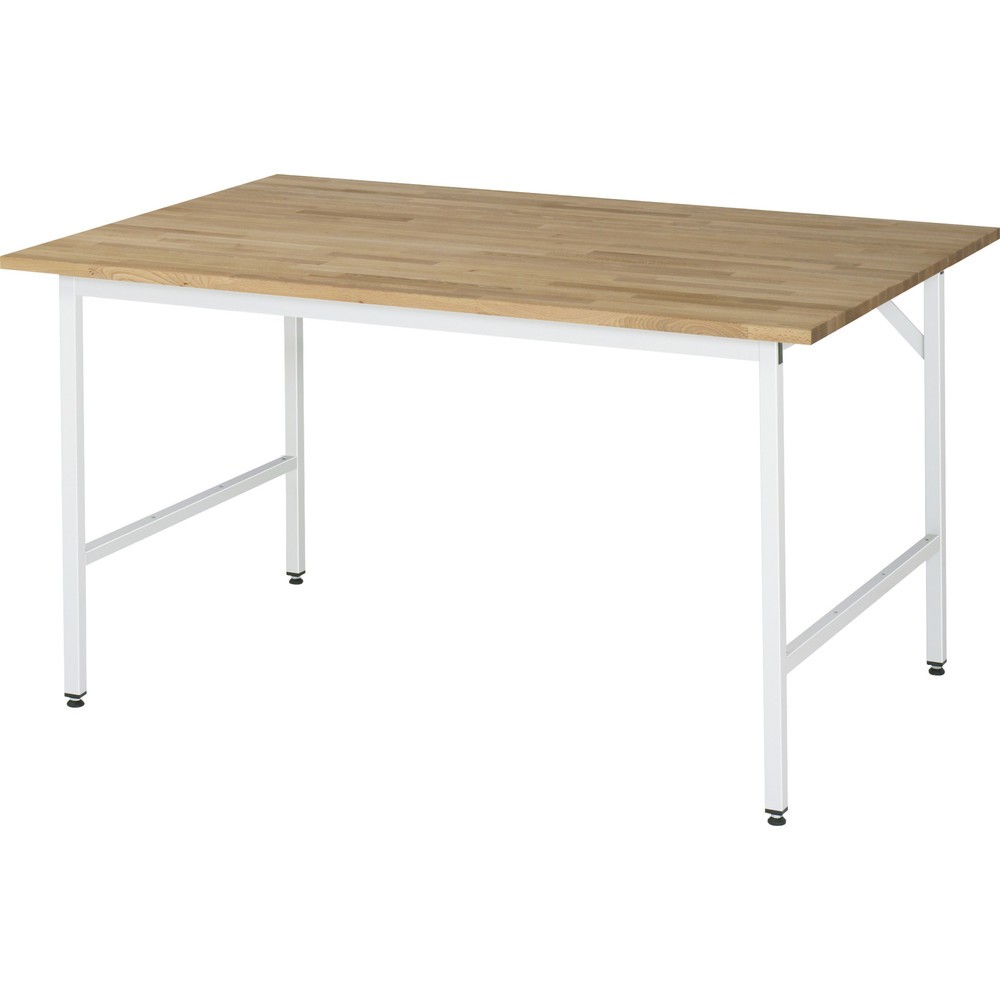 Číslo obrázka výrobku 1: Výškovo nastaviteľný pracovný stôl RAU série JERRY, v × š × h 800 – 850 × 1 500 × 1 000 mm, pracovná doska z bukového masívu