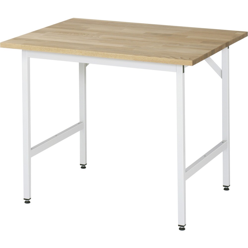Číslo obrázka výrobku 1: Výškovo nastaviteľný pracovný stôl RAU série JERRY, v × š × h 800 – 850 × 1 000 × 800 mm, pracovná doska z bukového masívu