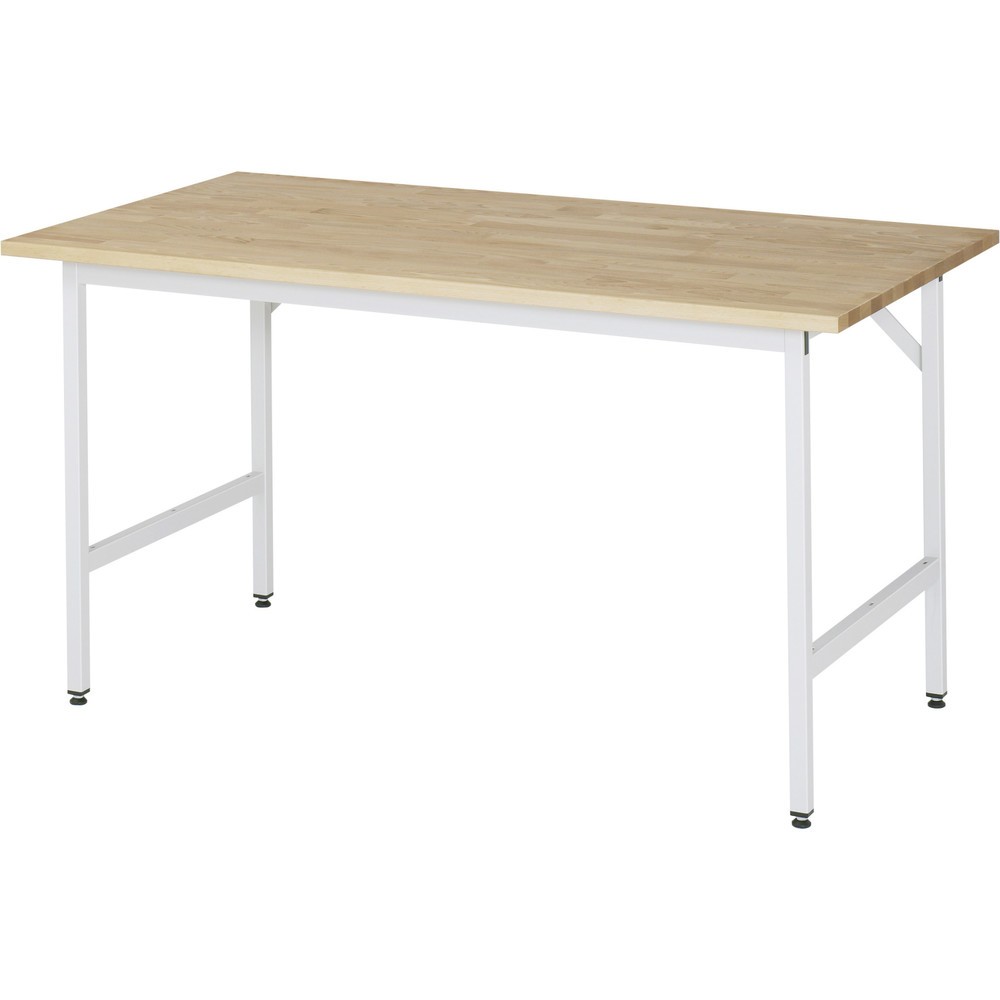 Číslo obrázka výrobku 1: Výškovo nastaviteľný pracovný stôl RAU série JERRY, v × š × h 800 – 850 × 1 500 × 800 mm, pracovná doska z bukového masívu