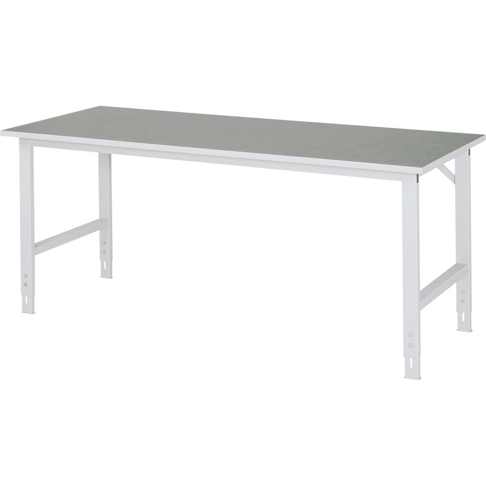 Obrázok výrobku: Výškovo nastaviteľný pracovný stôl RAU série TOM, v × š × h 760 – 1 080 × 2 000 × 800 mm, pracovná doska s linoleovým/univerzálnym povrchom