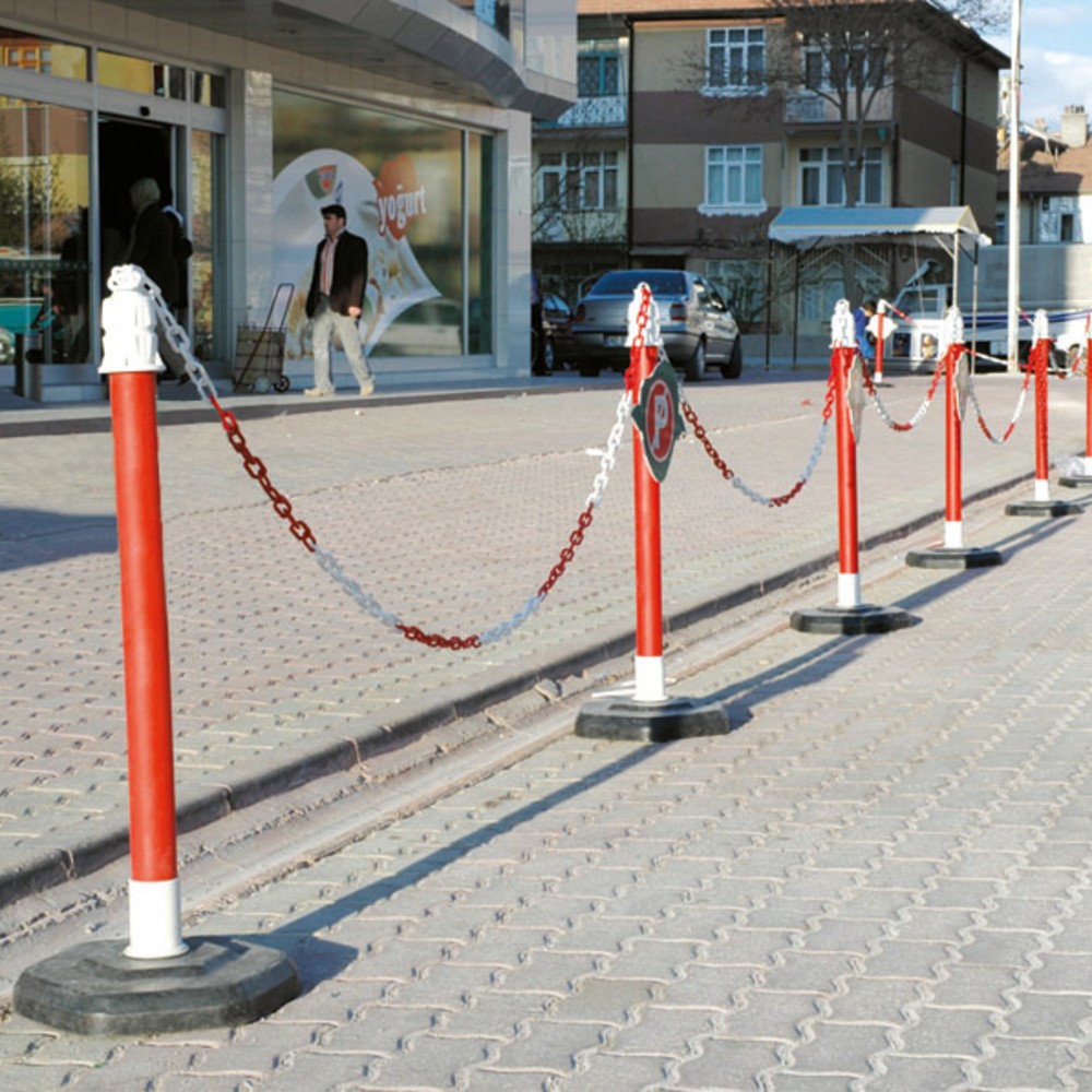 Číslo obrázka výrobku 2: Výstražná stojka na reťaz, Ø 63 mm, červená