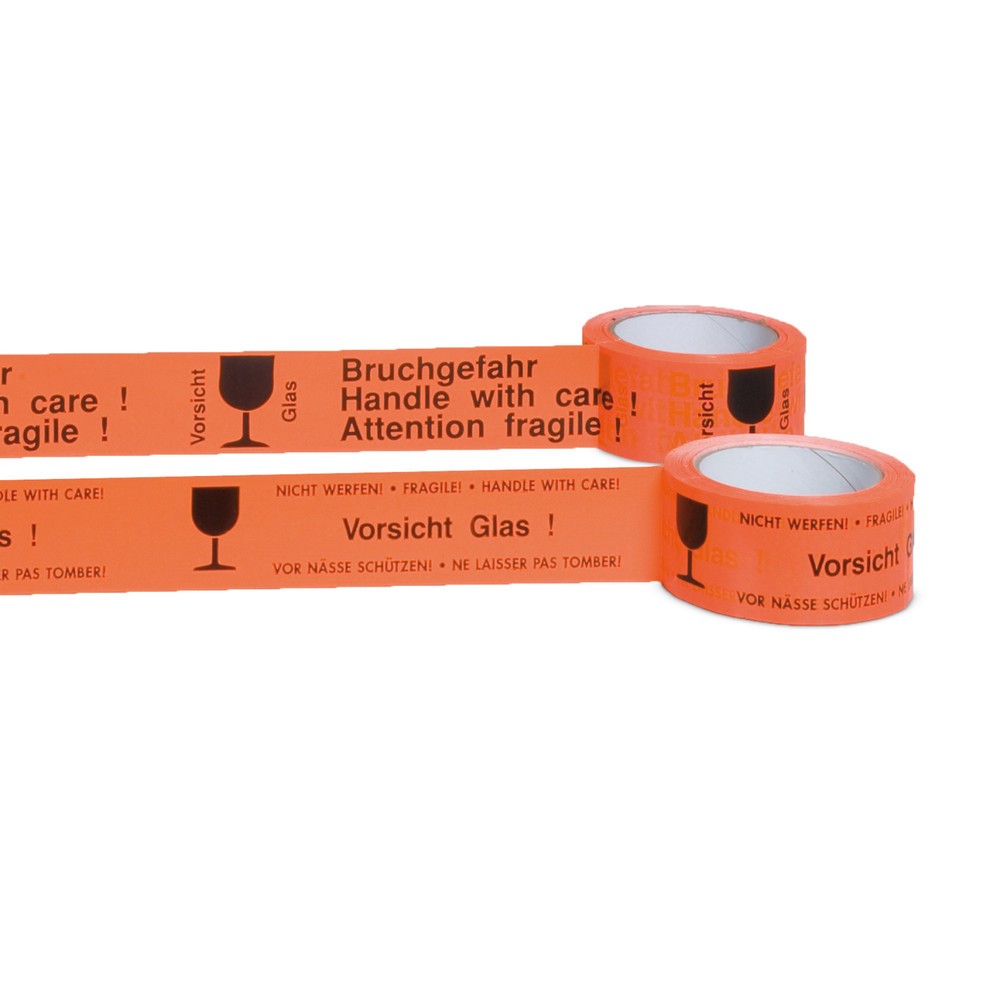Product afbeelding: Waarschuwingstape “Vorsicht Glas” van pvc, bandbreedte 50 mm, meertalig