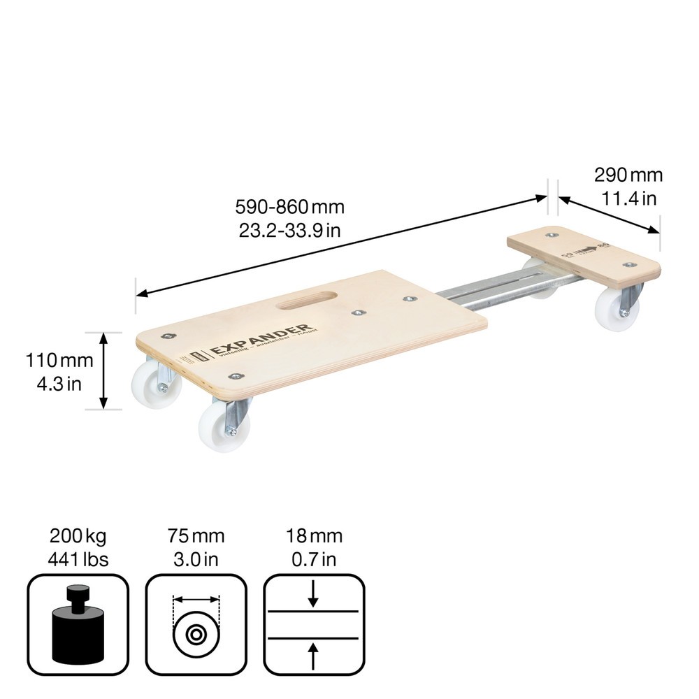 N° de l'image du produit 3 : WAGNER Aide au transport BIRKE EXTENDER - 59-86 x 29 x 11 cm, capacité de charge 200 kg