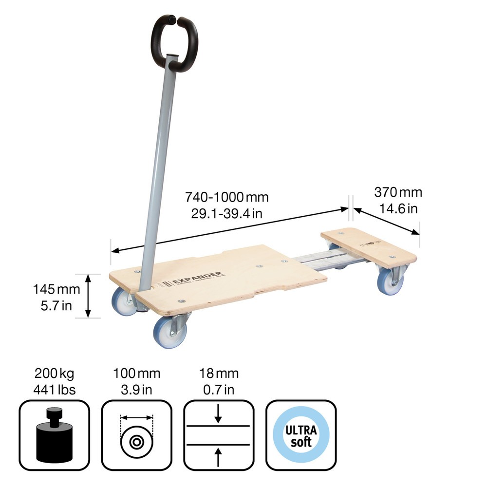 N° de l'image du produit 3 : WAGNER Aide au transport CARRIER EXTEND - 74-101 x 37 x 14,5 cm, capacité de charge 200 kg