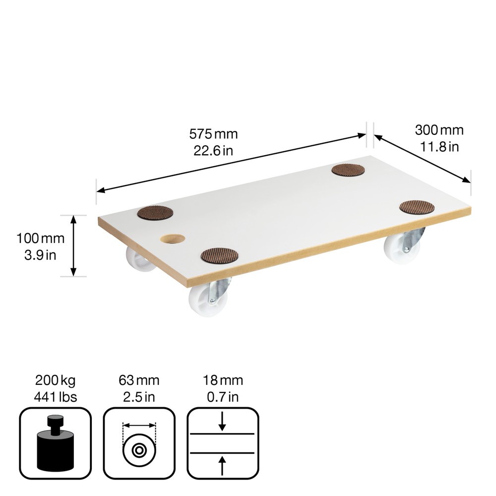 N° de l'image du produit 3 : WAGNER Aide au transport MDF EXTREME Mélamine - 57,5 x 30 x 10 cm, capacité de charge 200 kg