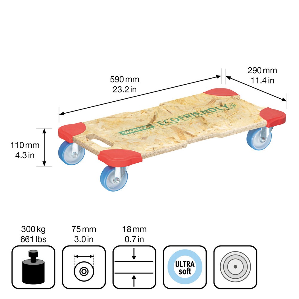 N° de l'image du produit 2 : WAGNER Aide au transport OSB PROTECTION - 59 x 29 x 11 cm, capacité de charge 250 kg