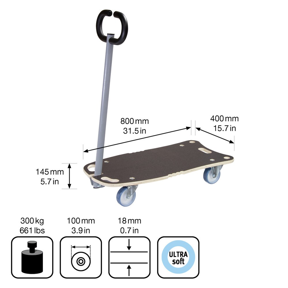N° de l'image du produit 3 : WAGNER Aide au transport STAR CARRIER 80 x 40 x 14,5 cm timon capacité de charge 300 kg