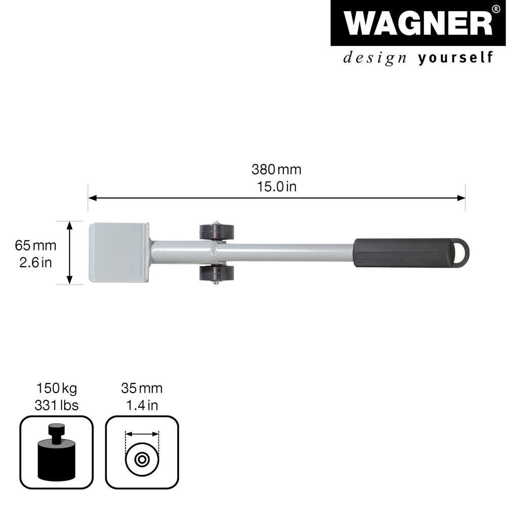 N° de l'image du produit 3 : WAGNER Lève-meuble / élévateur / aide au déménagement - 38 x 6,5 cm, acier, capacité de charge 150 kg