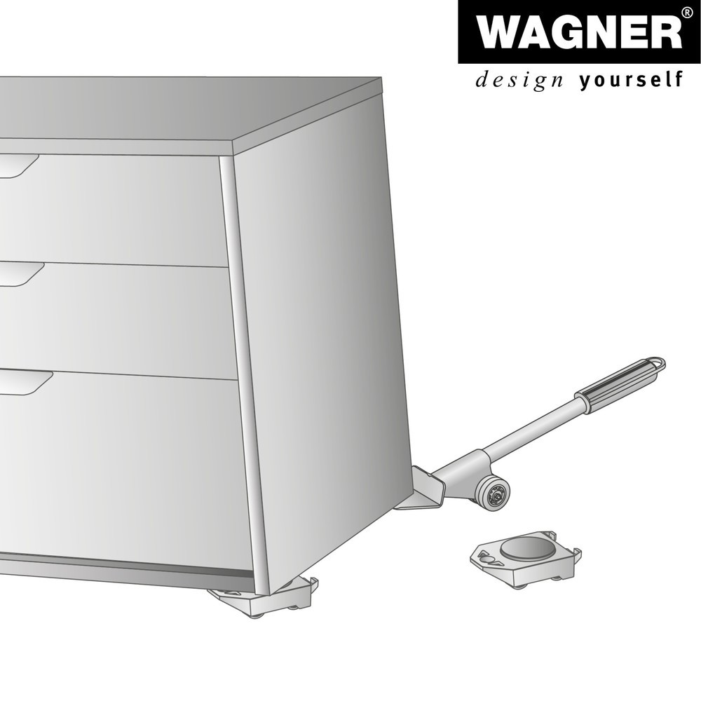 N° de l'image du produit 8 : WAGNER Lève-meuble / élévateur / aide au déménagement - 38 x 6,5 cm, acier, capacité de charge 150 kg
