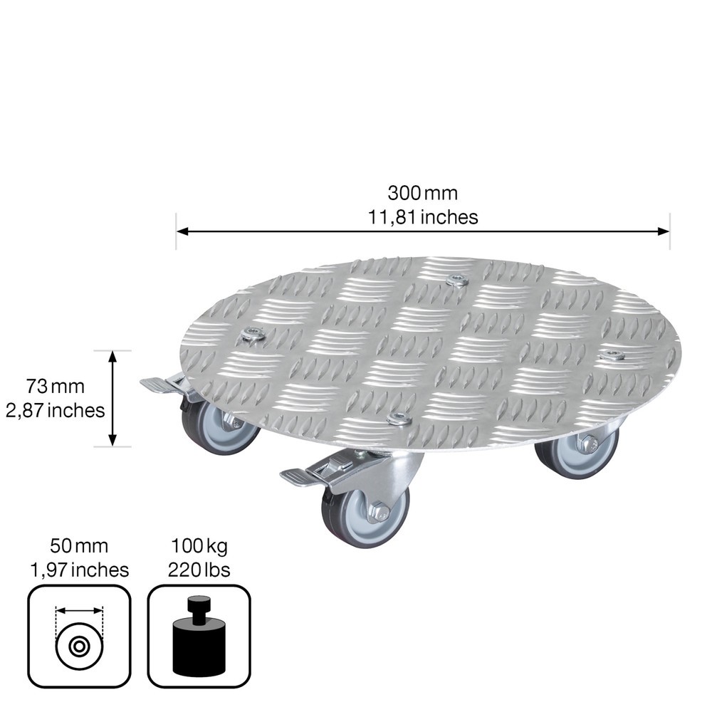 Produktabbildung Nr. 3: WAGNER Pflanzenroller ALASKA - Ø 30 x 7,5 cm Alu, TK 150 Kg