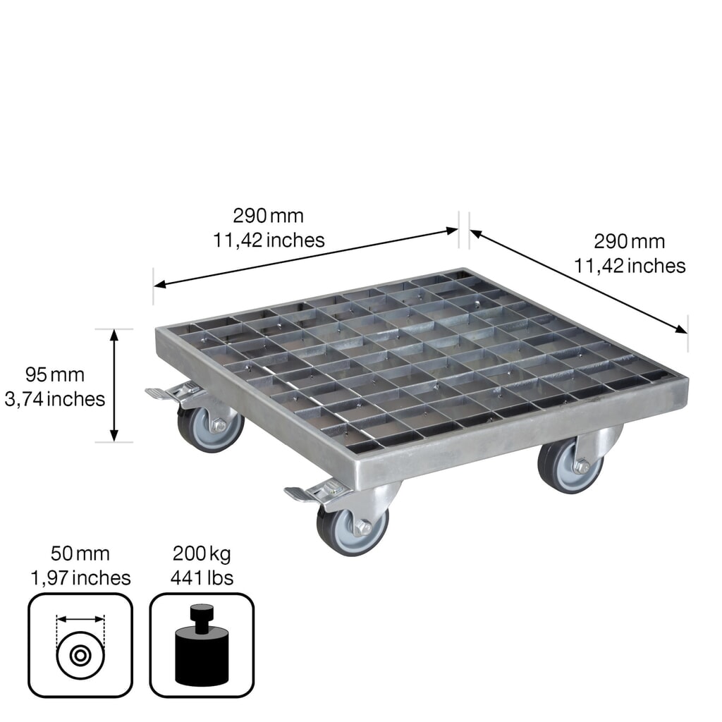Produktabbildung Nr. 3: WAGNER Pflanzenroller INDUSTRIAL STYLE - 29 x 29 x 9,5 cm, TK 200 Kg