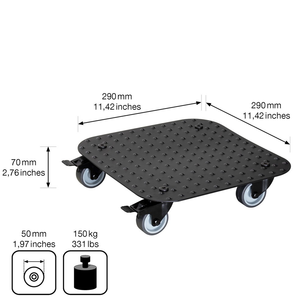 N° de l'image du produit 3 : WAGNER Rouleur pour plantes ALASKA BLACK 29 x 29 x 7,5 cm, capacité de charge 150 kg