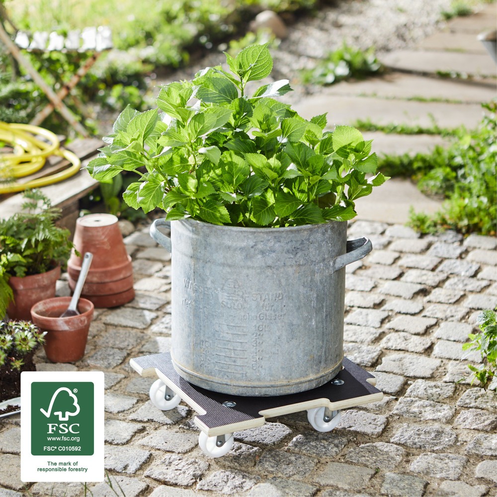 N° de l'image du produit 2 : WAGNER Rouleur pour plantes MAXIGRIP 39 x 39 x 10 cm bois, capacité de charge 200 kg