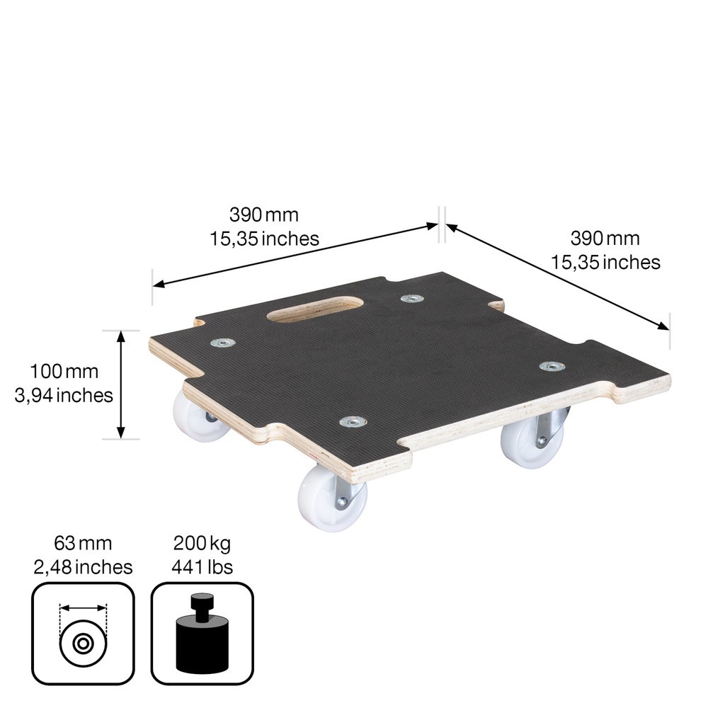 N° de l'image du produit 3 : WAGNER Rouleur pour plantes MAXIGRIP 39 x 39 x 10 cm bois, capacité de charge 200 kg