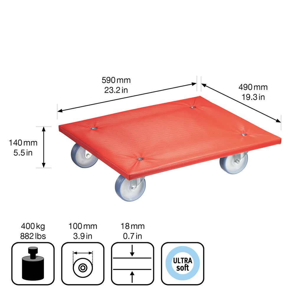 Produktabbildung Nr. 2: WAGNER Transporthilfe ANTIRUTSCH Bespannung - 59 x 49 x 14 cm TK 400 Kg