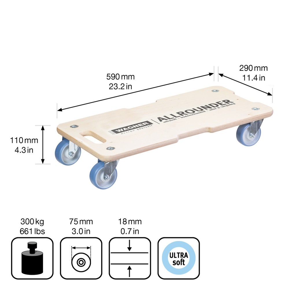 Produktabbildung Nr. 2: WAGNER Transporthilfe BIRKE Multiplex - 59 x 29 x 11 cm, TK 300 Kg