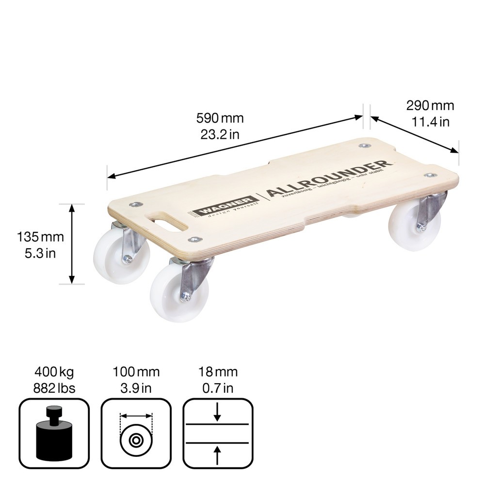 Produktabbildung Nr. 2: WAGNER Transporthilfe BIRKE Multiplex - 59 x 29 x 13,5 cm, TK 400 Kg