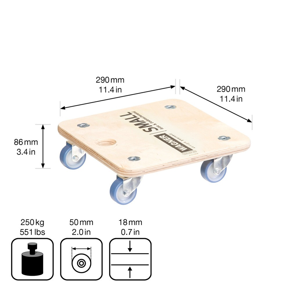 Produktabbildung Nr. 2: WAGNER Transporthilfe BIRKE Multiplex - 29 x 29 x 8,5 cm, TK 250 Kg