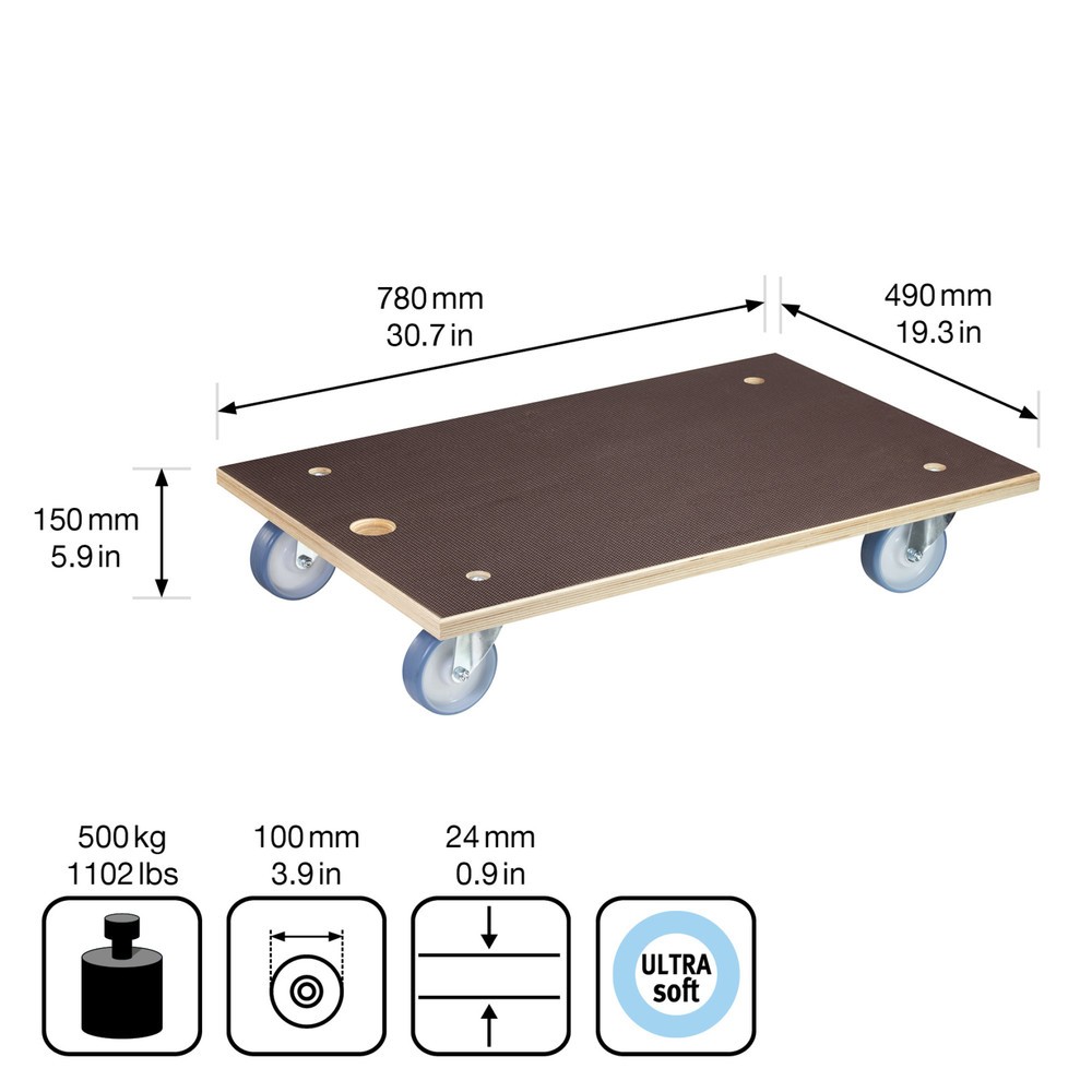 Produktabbildung Nr. 2: WAGNER Transporthilfe MAXIGRIP 24 mm - 78 x 49 x 15 cm, TK 500 Kg