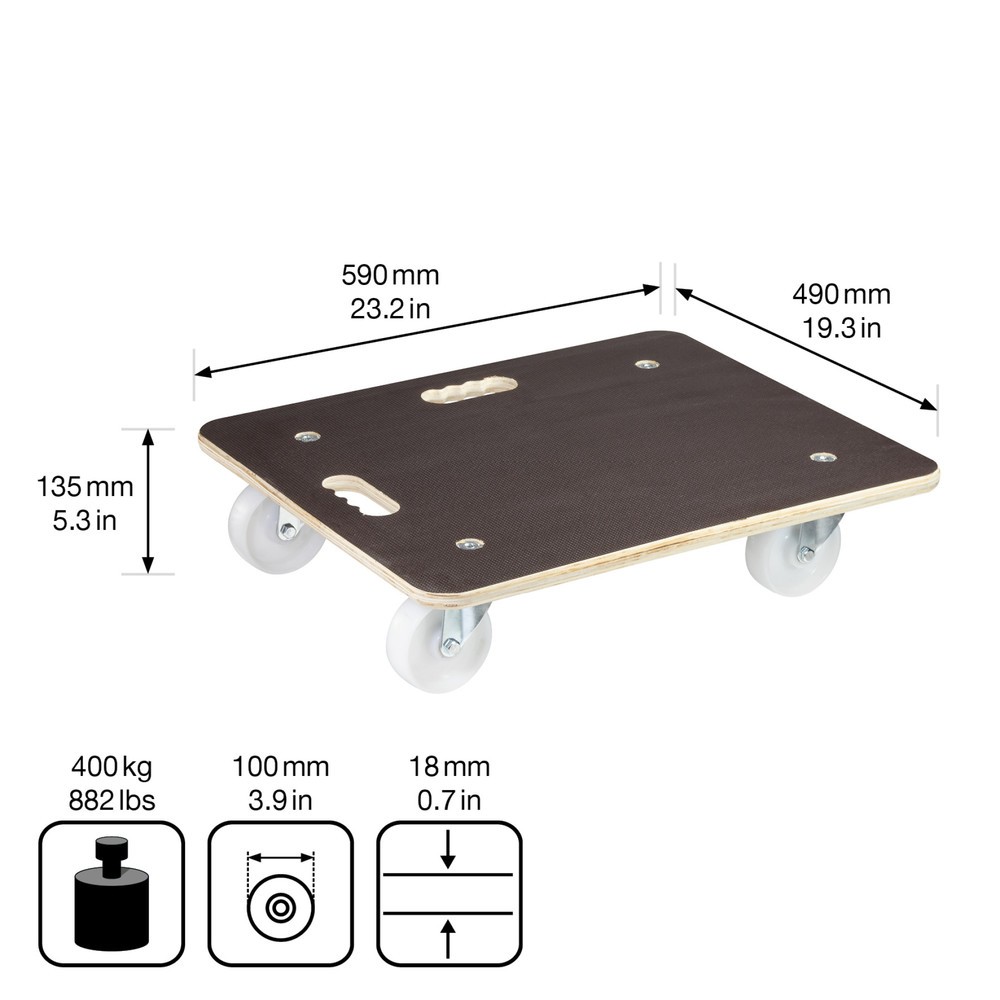 Produktabbildung Nr. 2: WAGNER Transporthilfe MAXIGRIP - 59 x 49 x 13,5 cm, Holz, TK 400 Kg