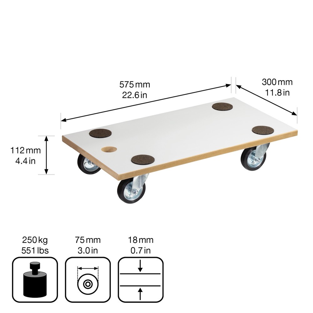 Produktabbildung Nr. 2: WAGNER Transporthilfe MDF EXTREME Melamin- 57,5 x 30 x 11 cm, TK 250 Kg
