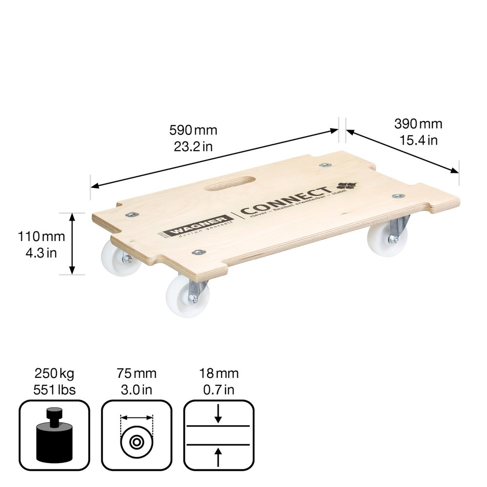 Produktabbildung Nr. 2: WAGNER Transporthilfe Multiplex CONNECT - 59 x 39 x 11 cm, TK 250 Kg