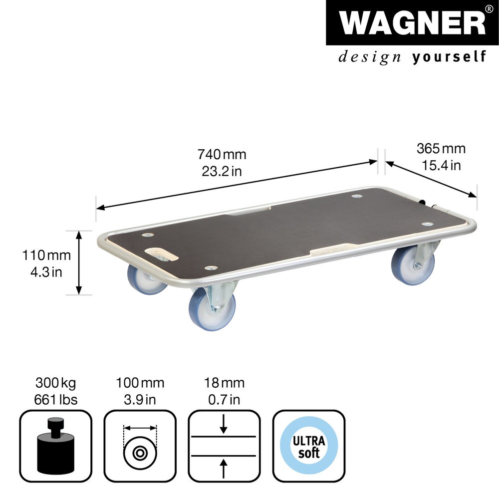 Produktabbildung Nr. 2: WAGNER Transporthilfe Multiplex MAXIGRIP 740 x 36,5 x 11 cm, TK 300 Kg